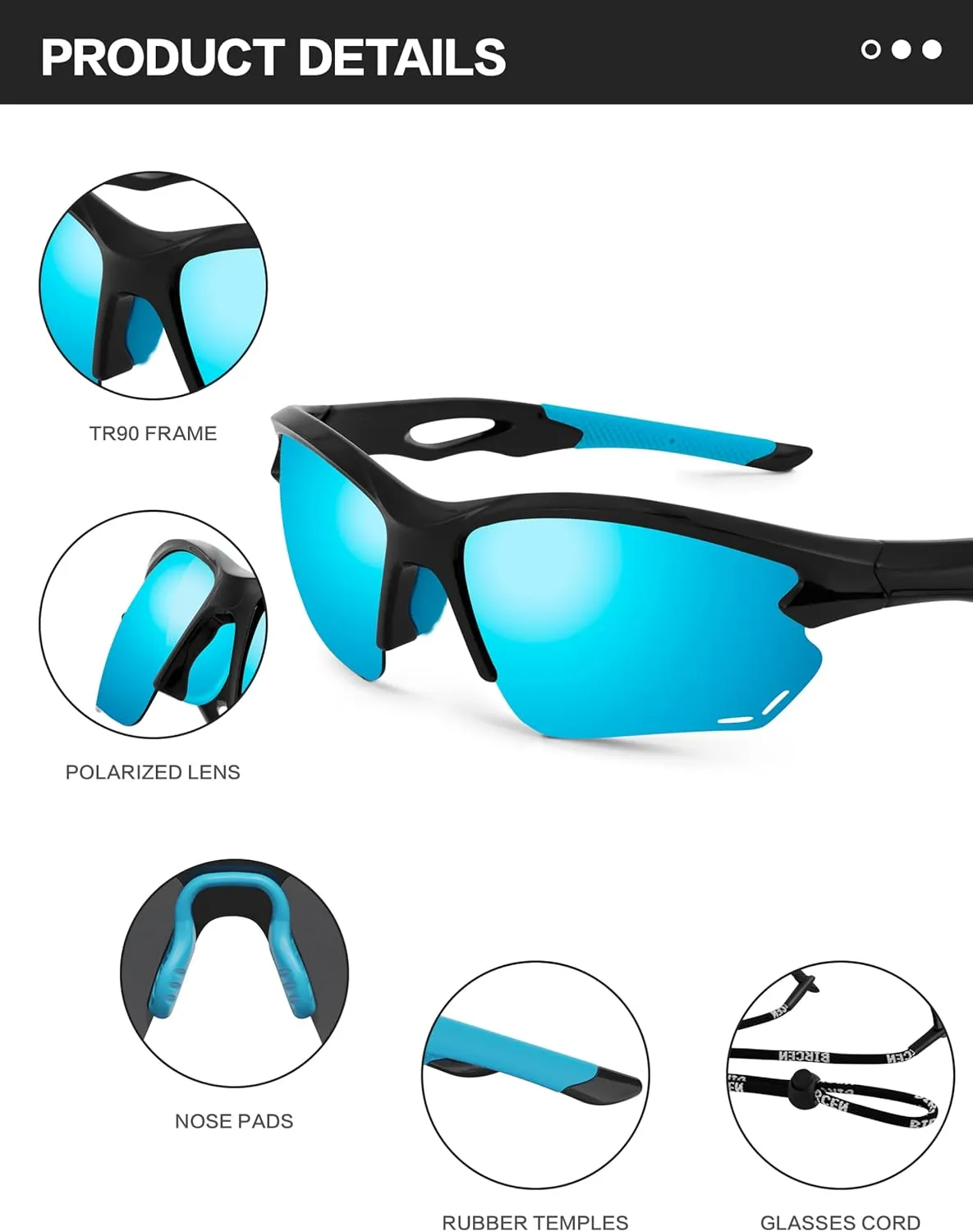 BIRCEN Sport Polarized Sunglasses for Men - Women: UV Protection Fishing Glasses for Driving Running Cycling