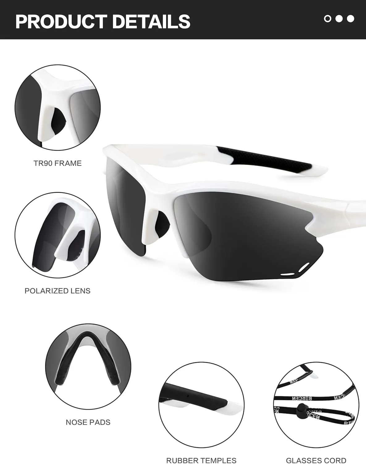 BIRCEN Sport Polarized Sunglasses for Men - Women: UV Protection Fishing Glasses for Driving Running Cycling