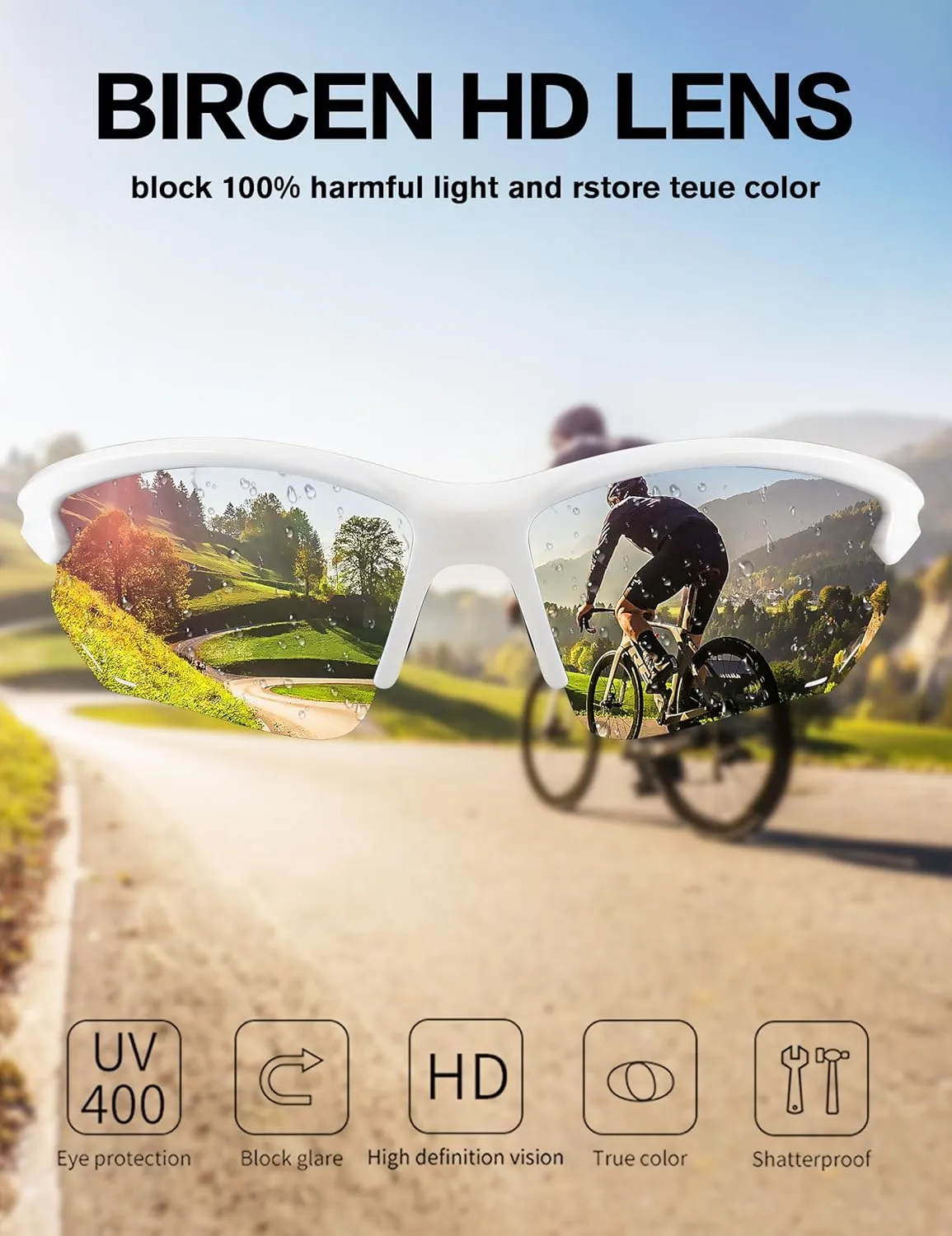 BIRCEN Sport Polarized Sunglasses for Men - Women: UV Protection Fishing Glasses for Driving Running Cycling
