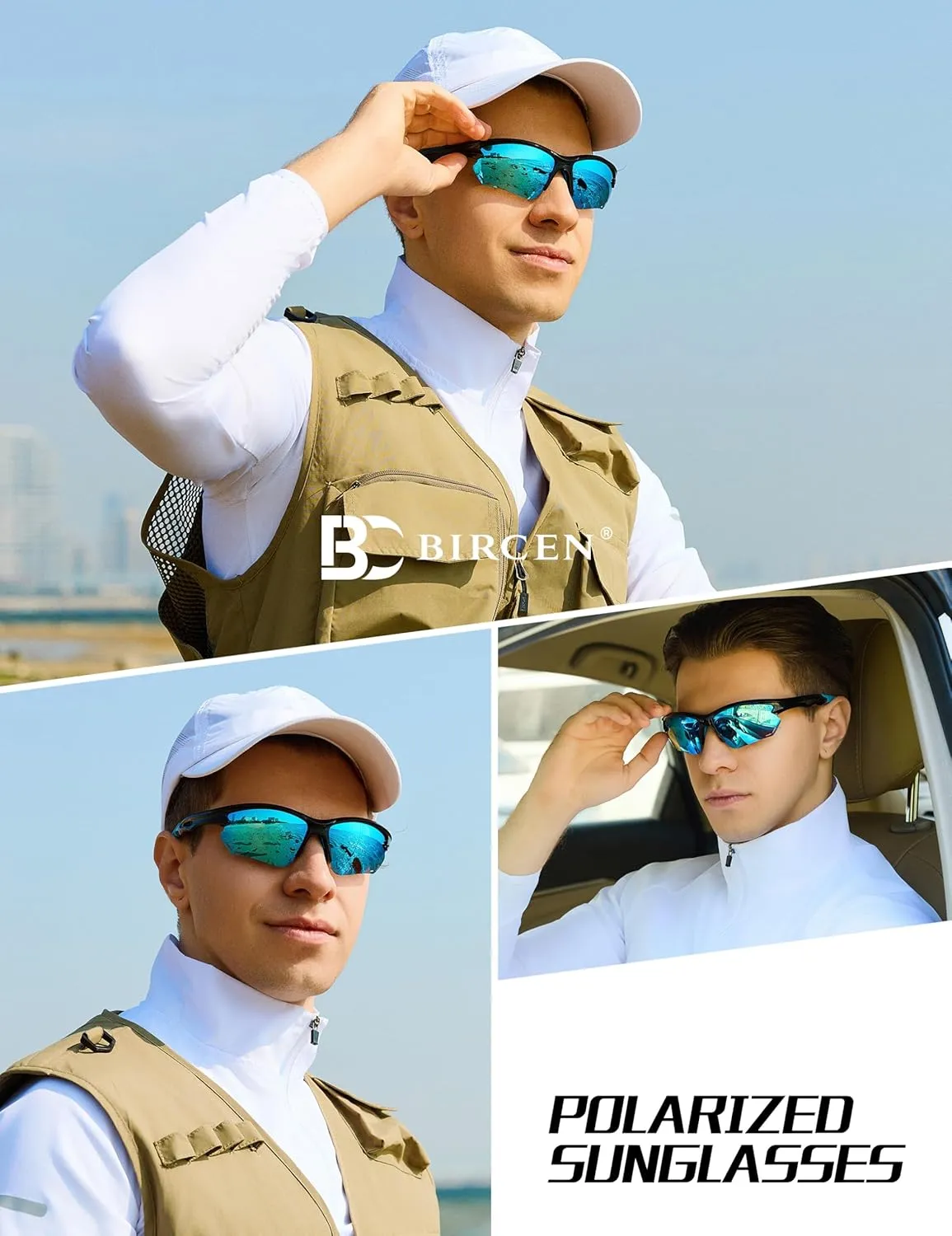 BIRCEN Sport Polarized Sunglasses for Men - Women: UV Protection Fishing Glasses for Driving Running Cycling