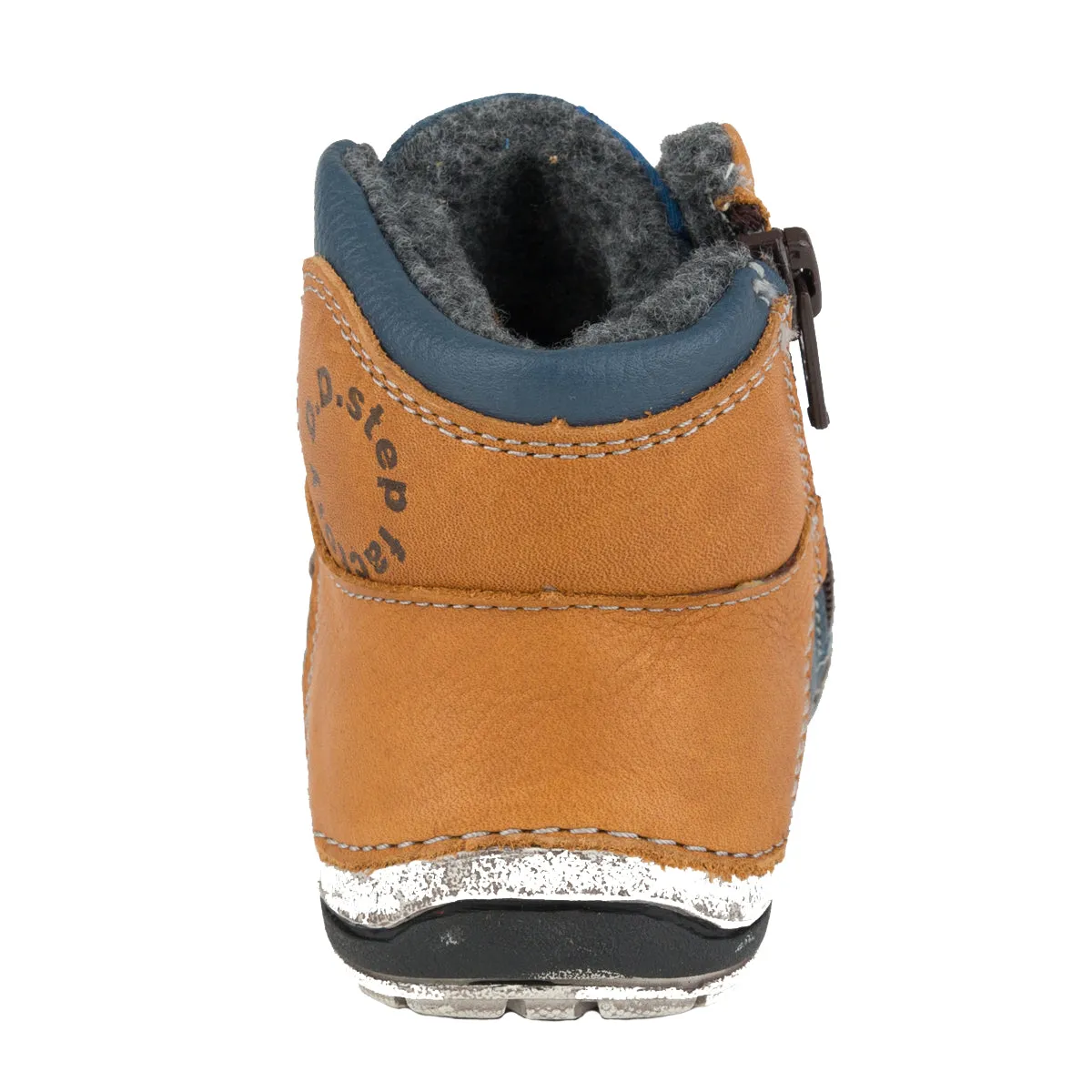 D.D. Step toddler boy shoes/winter boots with faux fur insulation blue and bronze with arrow size US 4-8