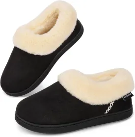 EverFoams Women's Faux Fur Bootie Slippers Ladies House Shoes with Bedroom Memory Foam and Indoor Outdoor Rubber Sole
