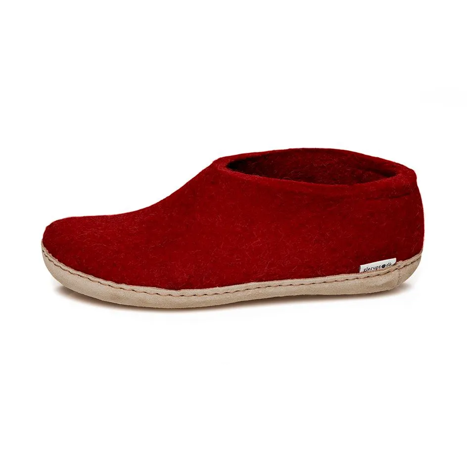 Glerups Felted Wool Shoe with Leather Sole - Red - Last Pair Sz 35