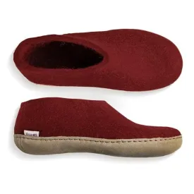 Glerups Felted Wool Shoe with Leather Sole - Red - Last Pair Sz 35