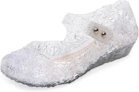 Jelly Shoes for Girls, Snow Queen Princess Birthday Sandals for Little Girls, Blue Toddler Glitter Sandals Size 9, Frozen Inspired Party Cosplay Costumes Dress Flats