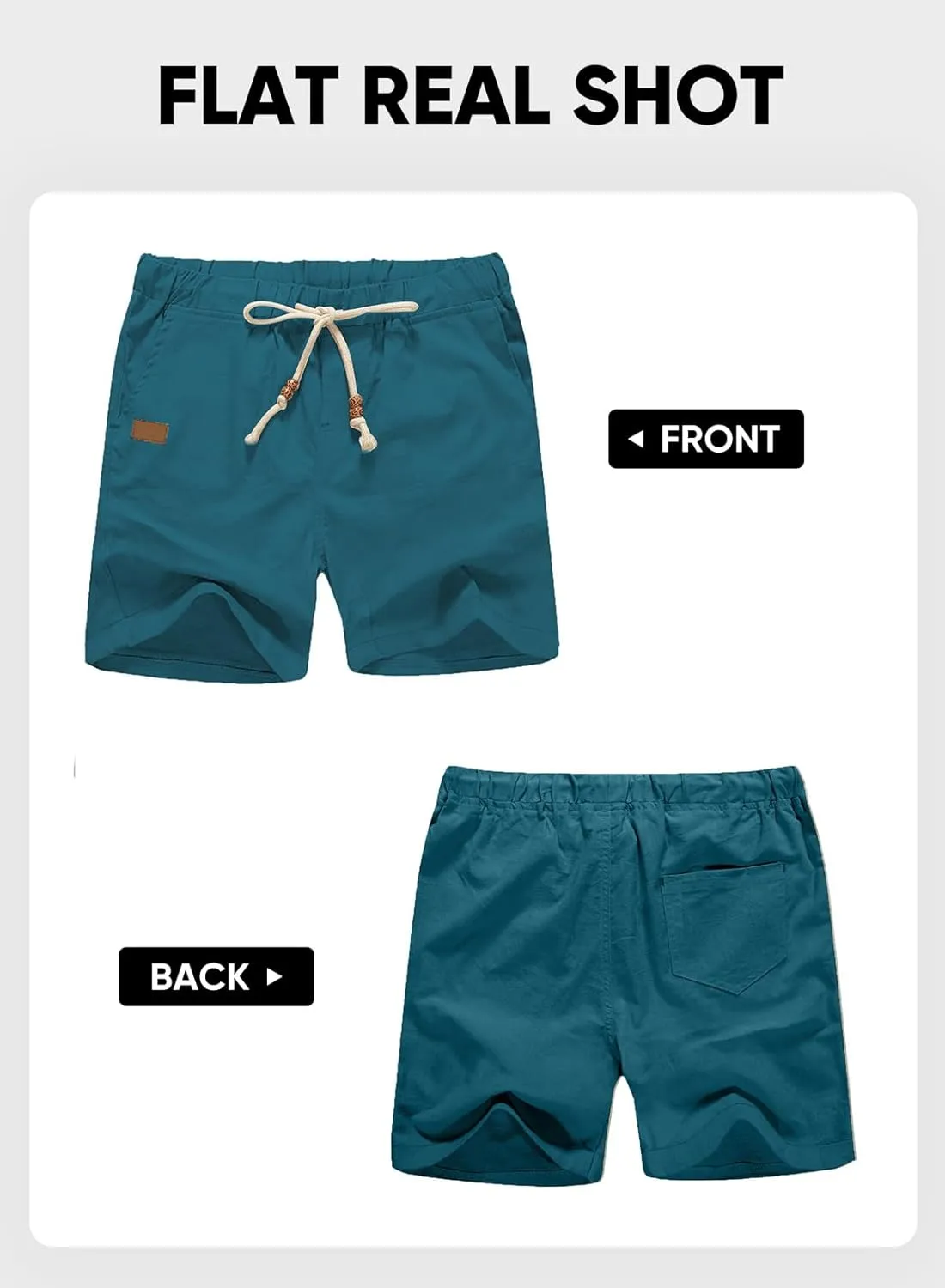 JMIERR Mens Casual 5"/ 7" Cotton Linen Shorts - Elastic Waist Drawstring Summer Beach Shorts with Pockets