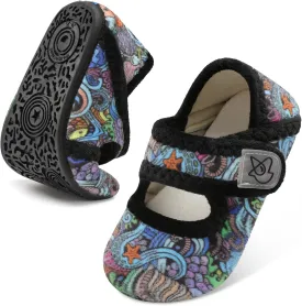 LeIsfIt Toddler Slippers - Boys & Girls Wide Adjustable House Shoes, Warm Winter Non-Slip Indoor/Outdoor Slippers