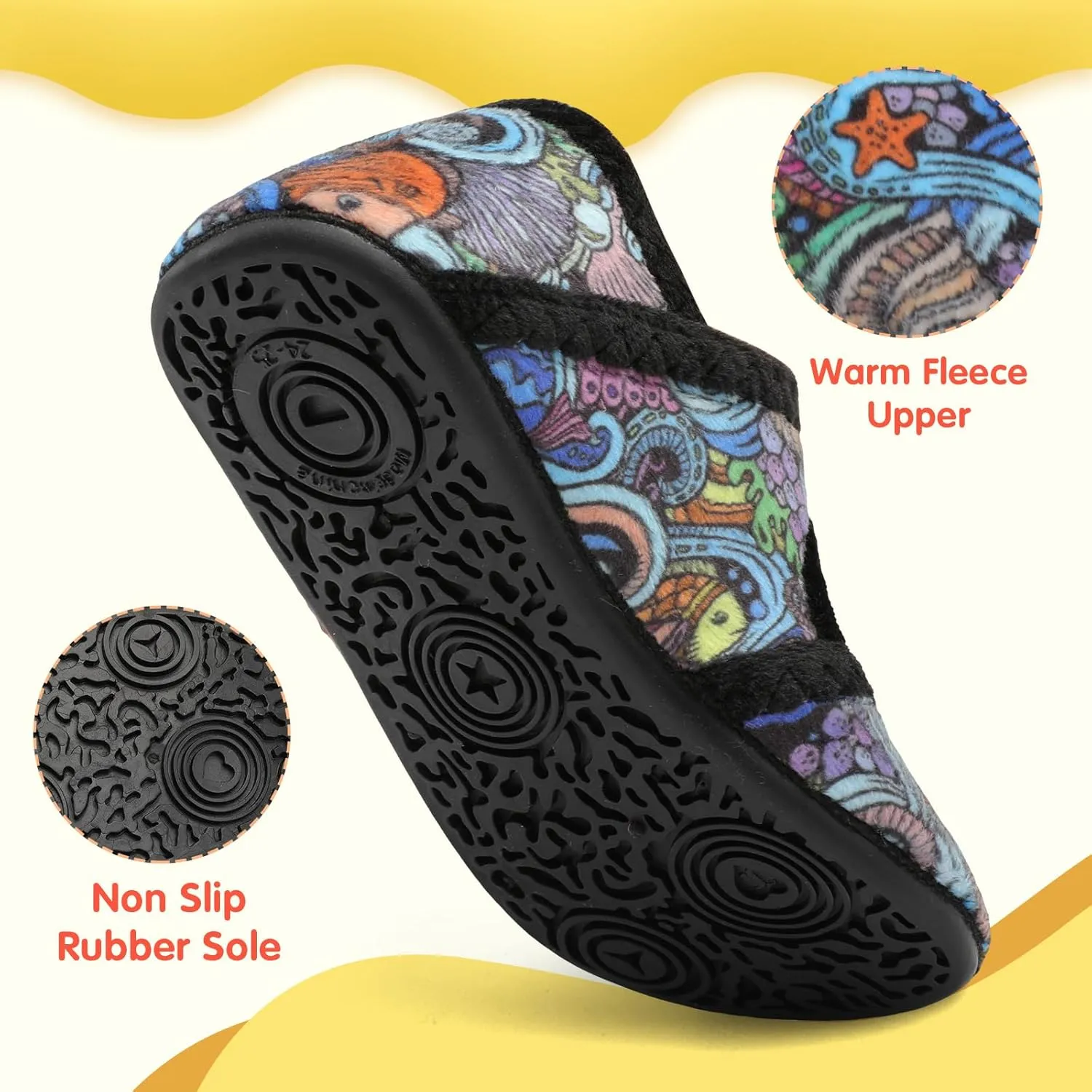 LeIsfIt Toddler Slippers - Boys & Girls Wide Adjustable House Shoes, Warm Winter Non-Slip Indoor/Outdoor Slippers