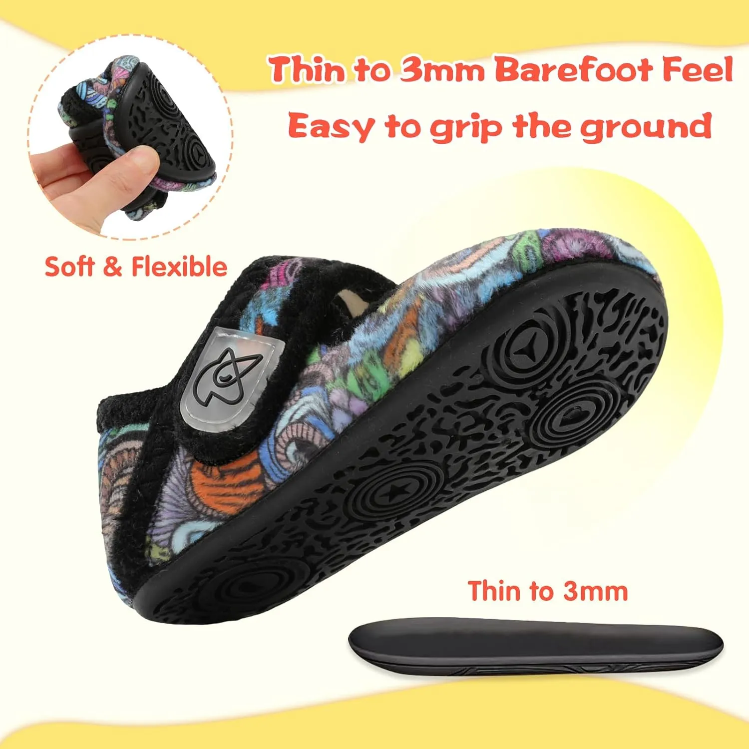 LeIsfIt Toddler Slippers - Boys & Girls Wide Adjustable House Shoes, Warm Winter Non-Slip Indoor/Outdoor Slippers