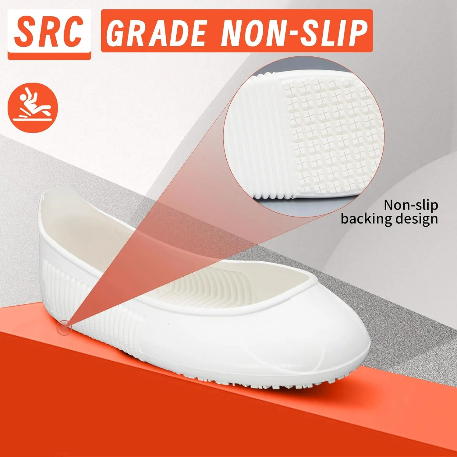 LG01 Crews Crew Guard Fuel oil Resistant (FO) Shoe Covers- CE/ASTM Anti-slip & Waterproof Rubber Overshoes for Work, Non-Slip Safety Protectors for Kitchen/Medical/Industry (White, LUS7.5-10)