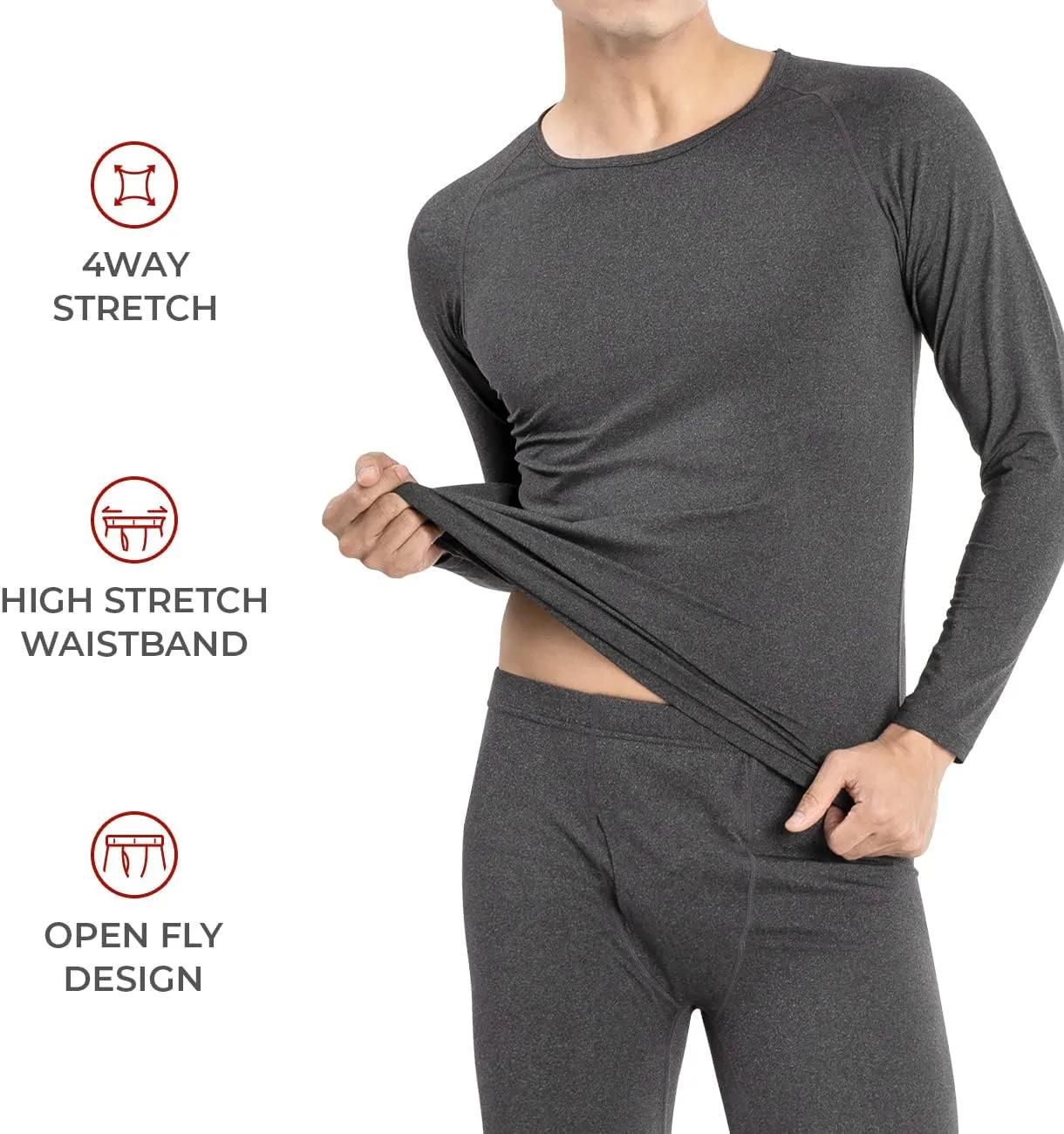 MAXHEAT Mens Thermal Underwear Long Johns Set with Fleece Lined