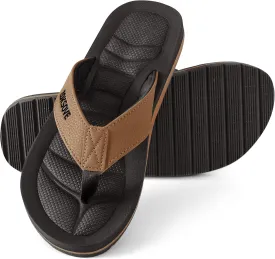 Mens Flip Flops - Comfort Arch Support Slides - Memory Foam Slip On Beach Sandals - Waterproof Open Toe Thong Slippers Summer Footwear