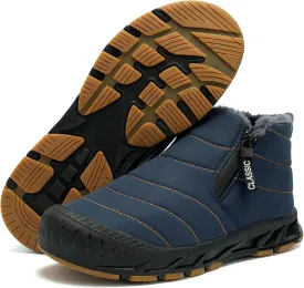 Men's Waterproof Snow Boots Warm Winter Boots Fur Lined Booties Non-Slip Lightweight Winter Shoes