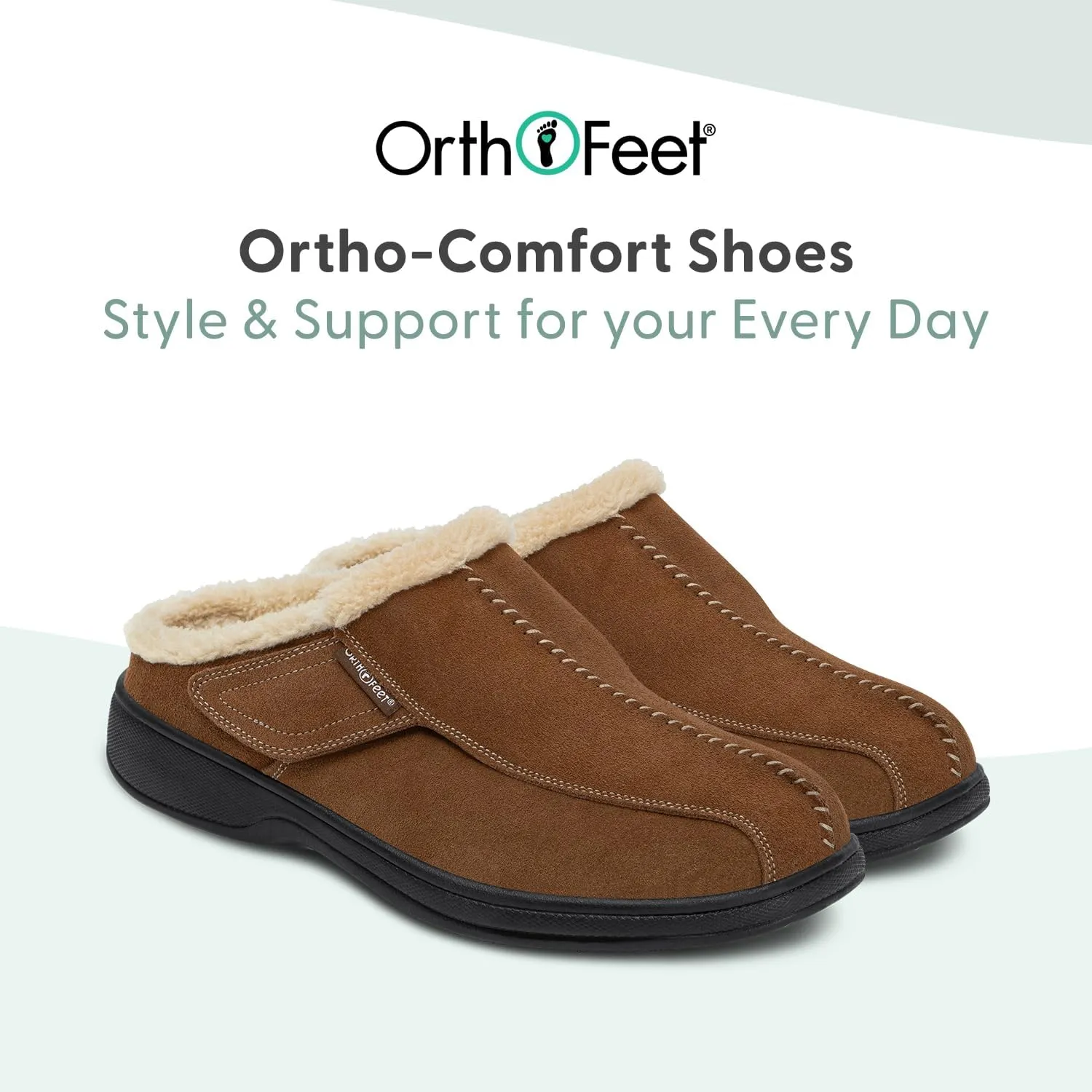Orthofeet Men's Orthopedic Clog Slipper with Arch Support Asheville