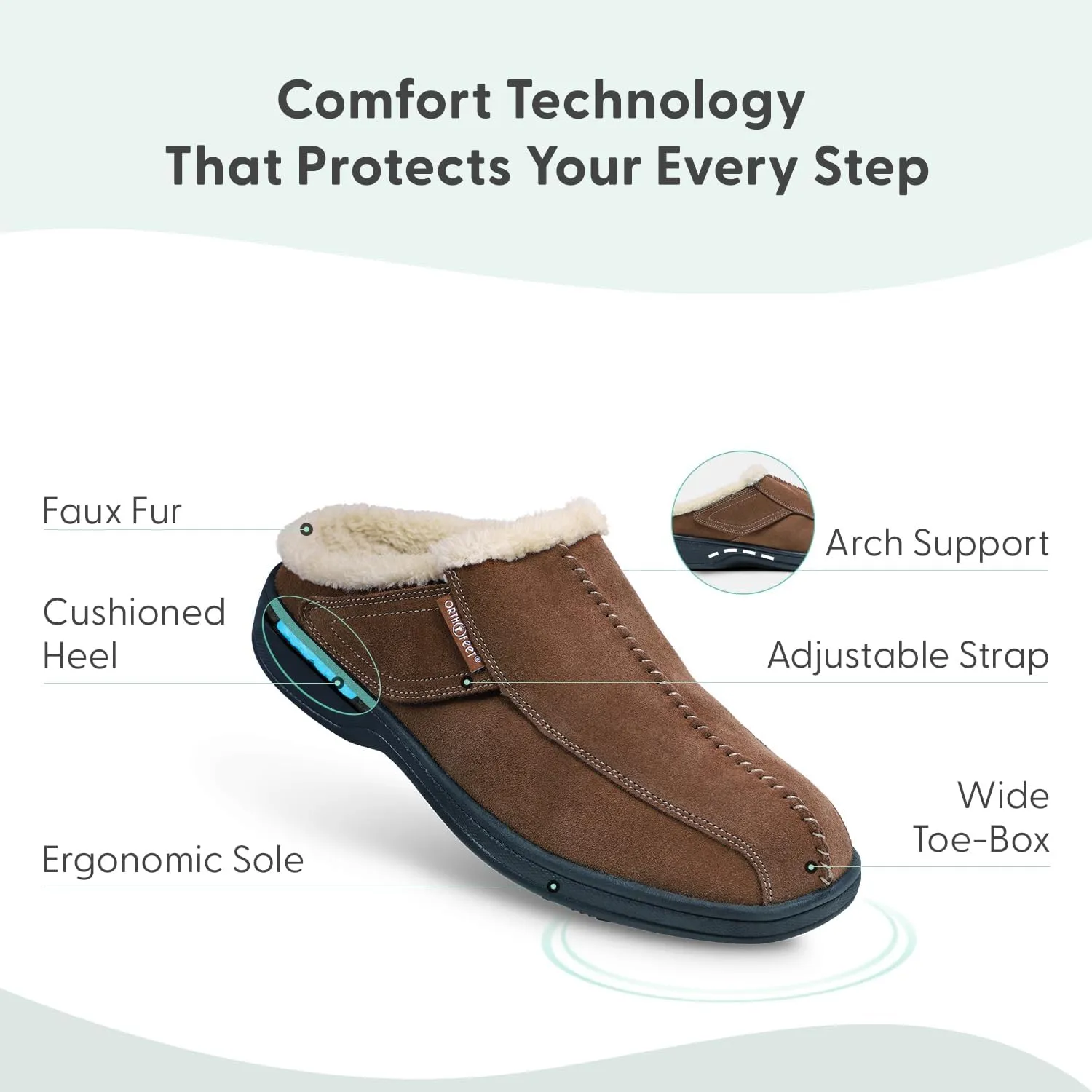 Orthofeet Men's Orthopedic Clog Slipper with Arch Support Asheville