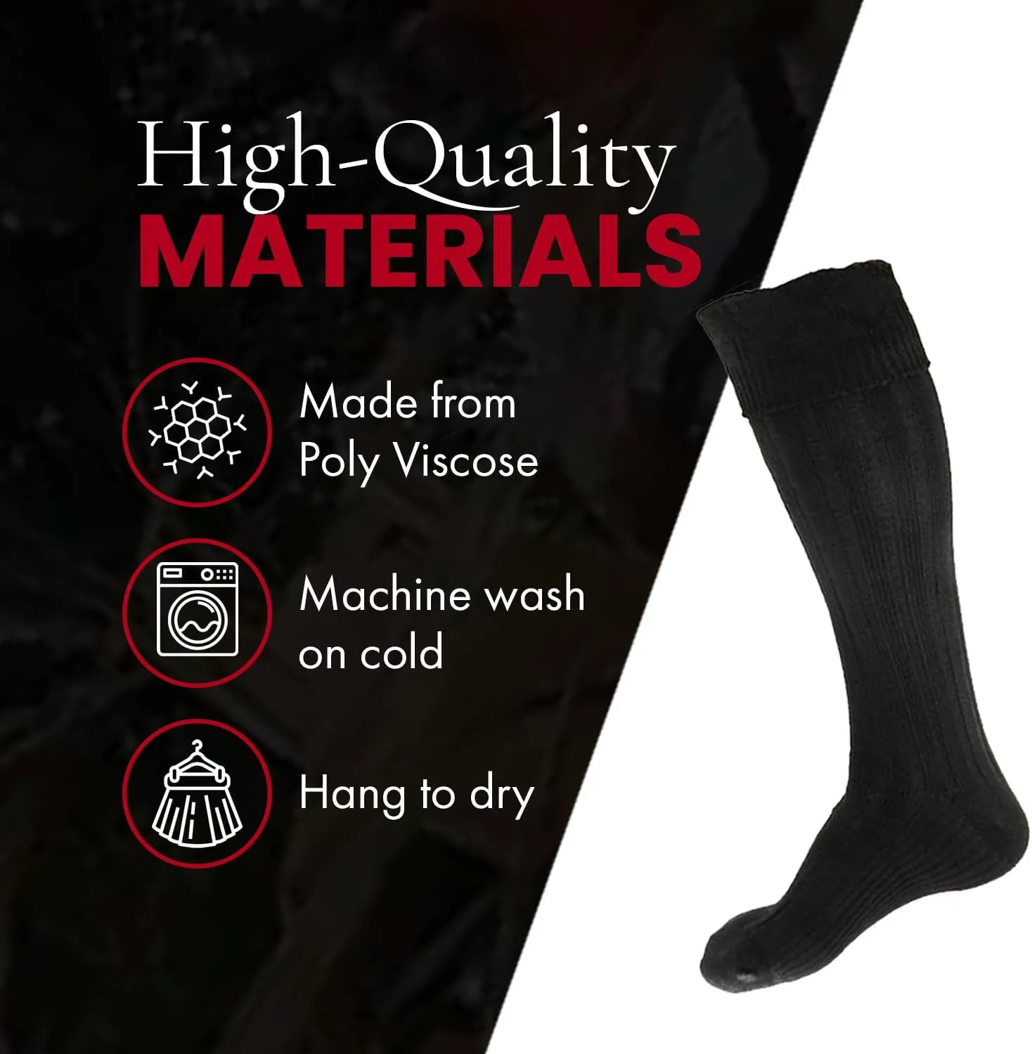 UT Kilts Hose, Traditional Scottish Socks for Kilts, Ribbed Design, Pull Up To Cuff Over Your Hose Flashes