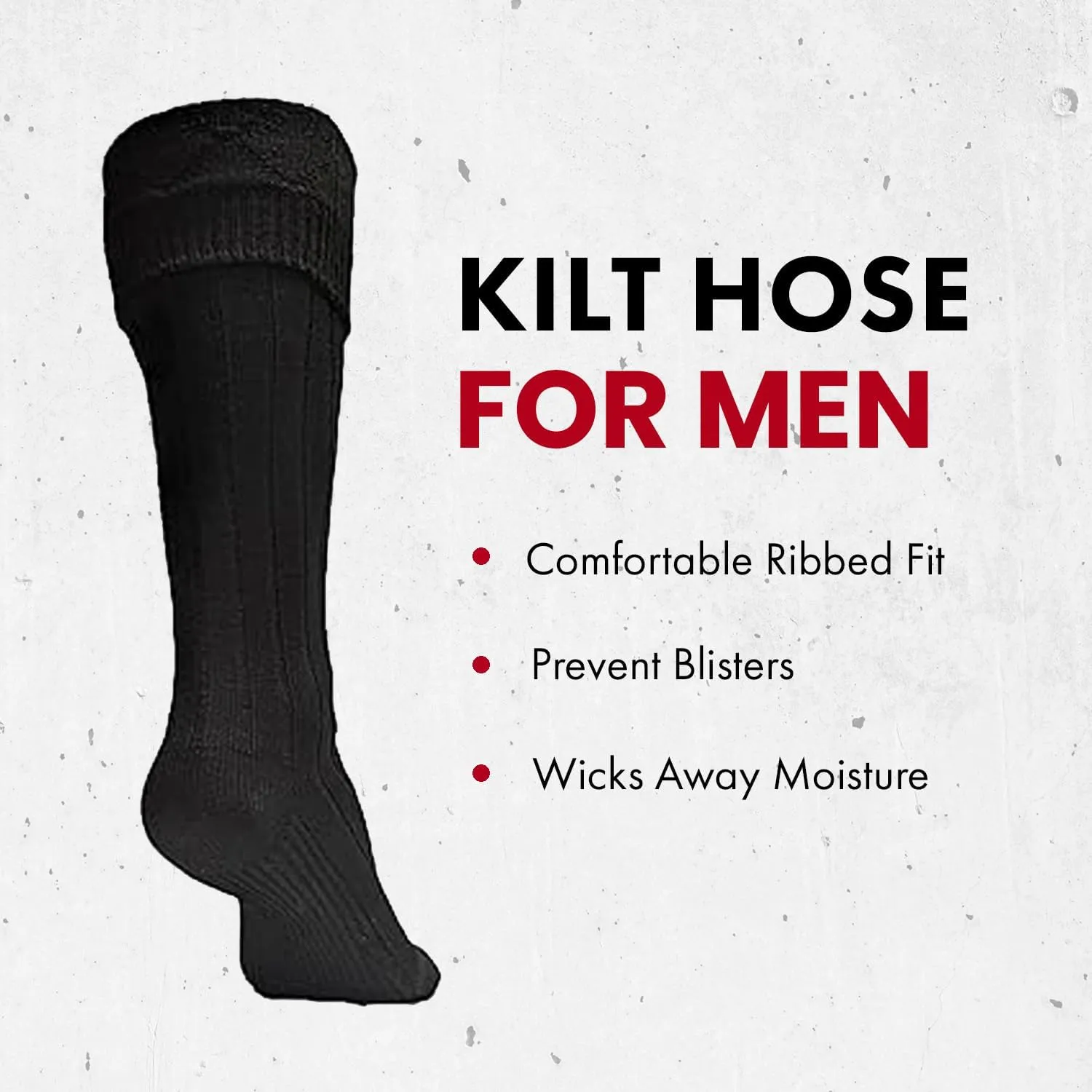 UT Kilts Hose, Traditional Scottish Socks for Kilts, Ribbed Design, Pull Up To Cuff Over Your Hose Flashes
