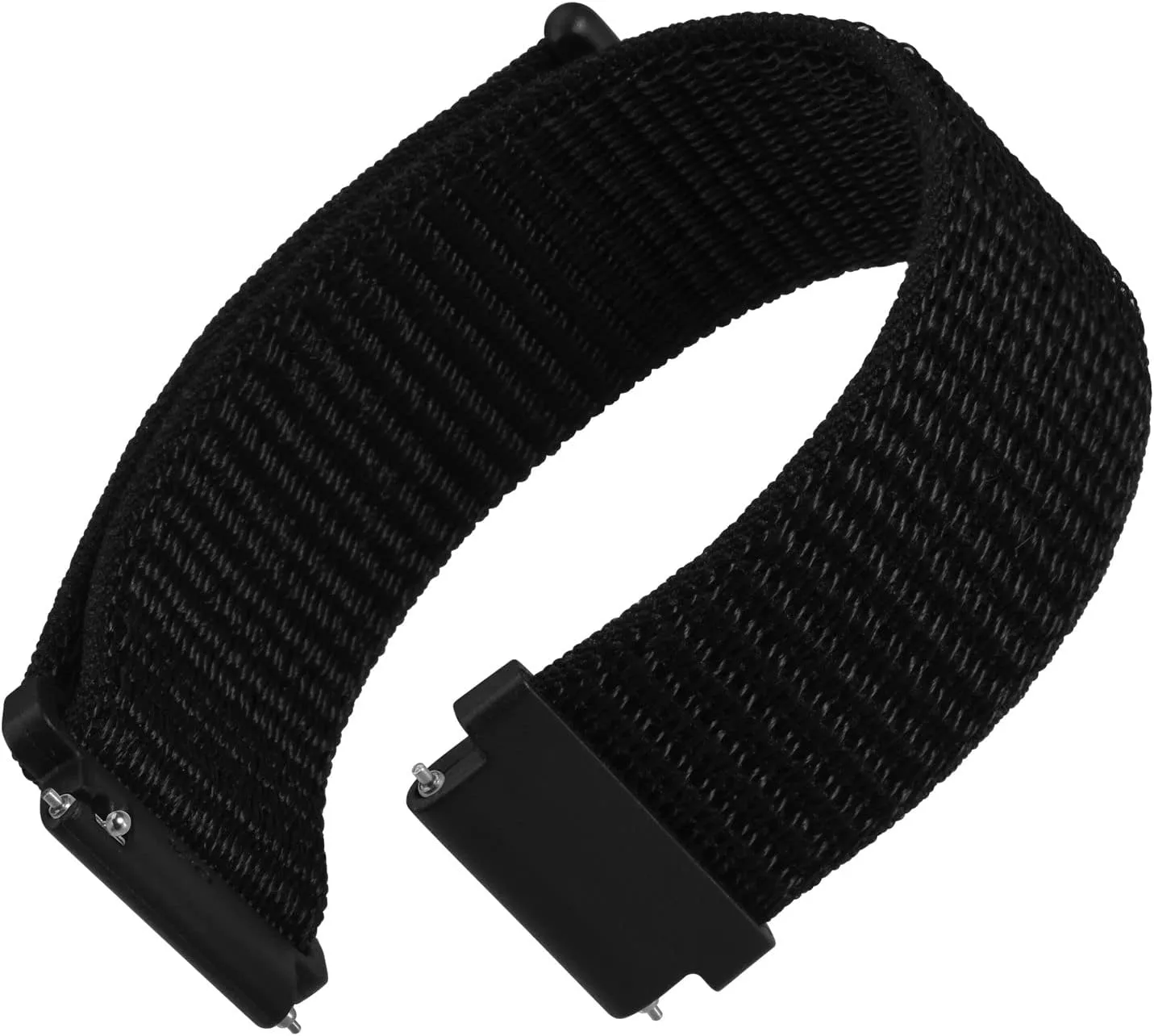 WOCCI 20mm Adjustable Nylon Watch Band, Quick Release Sport Loop Strap (Black)