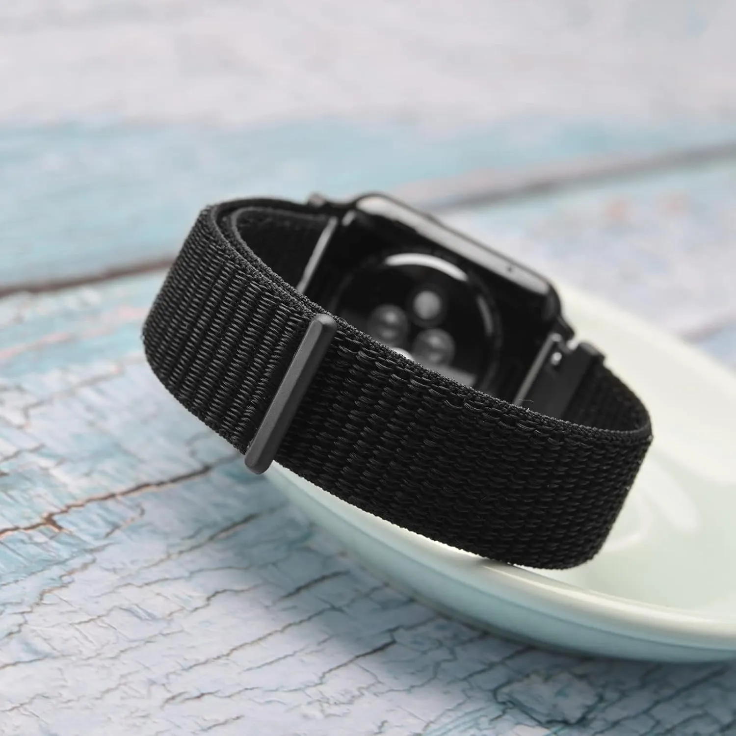 WOCCI 20mm Adjustable Nylon Watch Band, Quick Release Sport Loop Strap (Black)