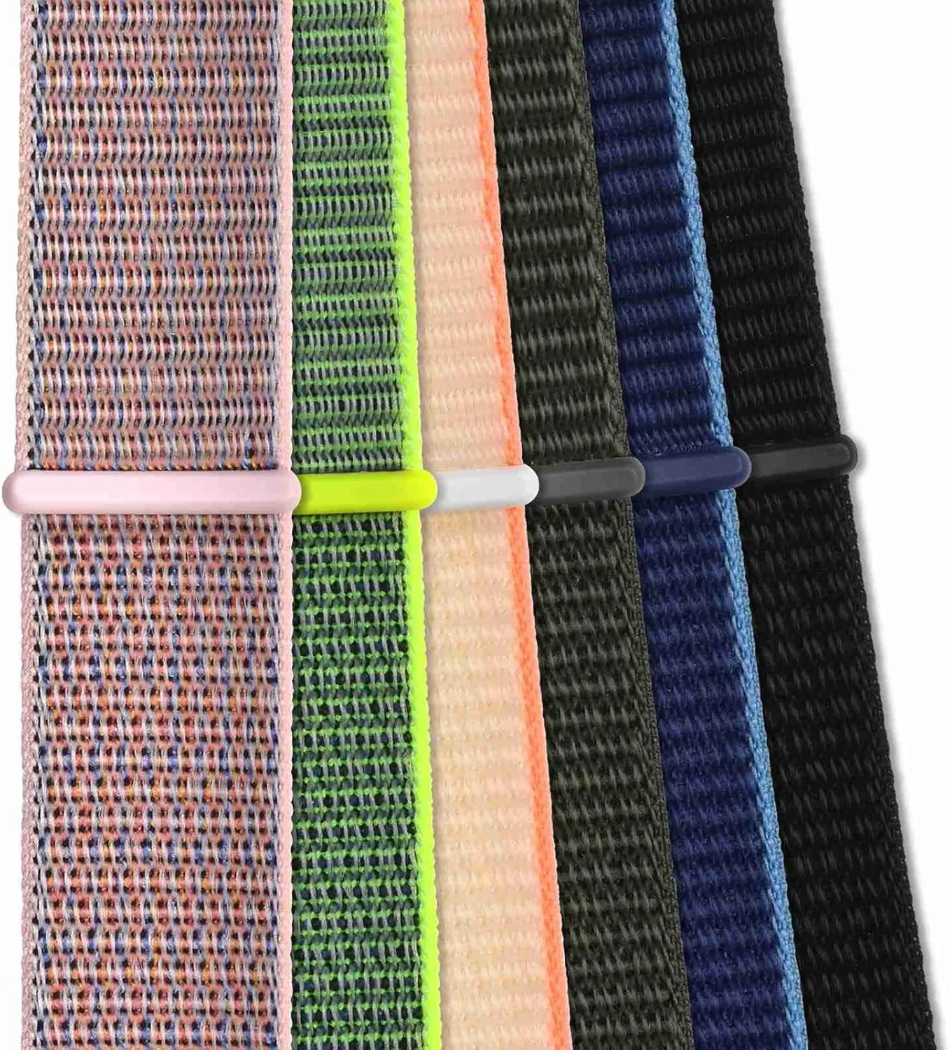 WOCCI 20mm Adjustable Nylon Watch Band, Quick Release Sport Loop Strap (Black)